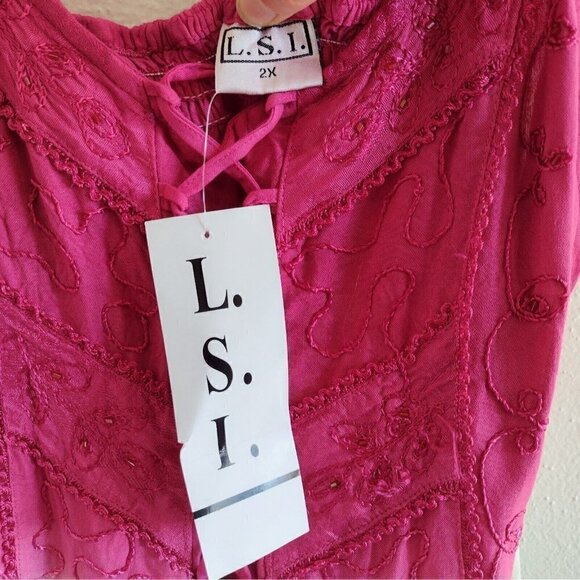 NWT Vintage L.S.I. Beaded Embroidered Tie Dye Corset Tank 2X Ombre Y2K Fairycore - Picture 9 of 11